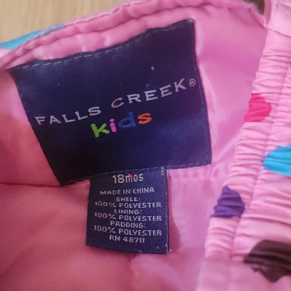 Falls Creek Pink Overalls with Heart Pattern - Picture 2 of 4